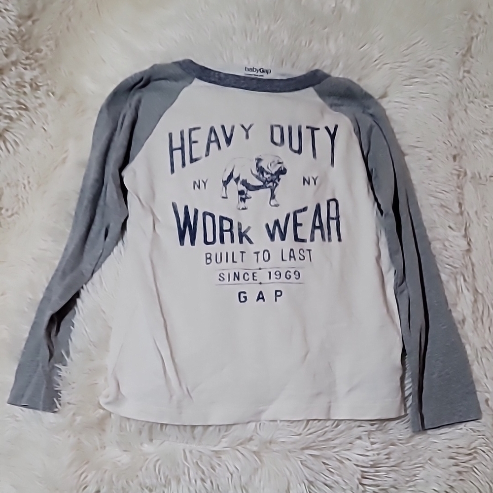 GAP, Kids, Heavy Duty Work Wear Shirt, Gray and White, long sleeve shirt,5 Boy's